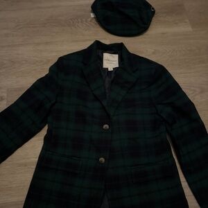 Boys size 10 blazer with paper boy hat